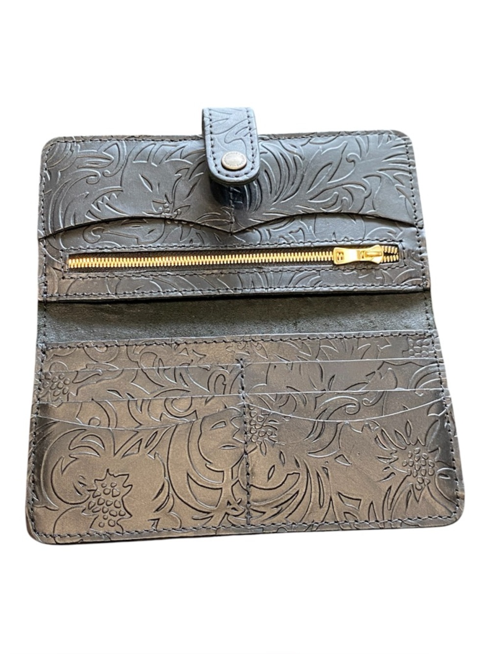 Portland Leather Meadow Women’s Bifold Embossed Floral Snap Wallet - Picture 8 of 8